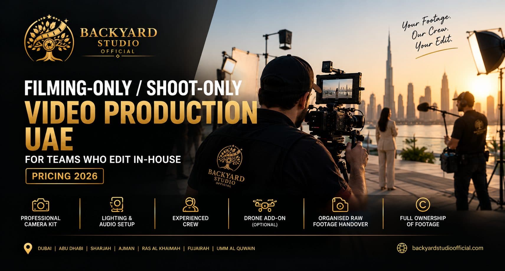 Filming-Only / Shoot-Only Video Production UAE — For Teams Who Edit In-House (Pricing 2026)