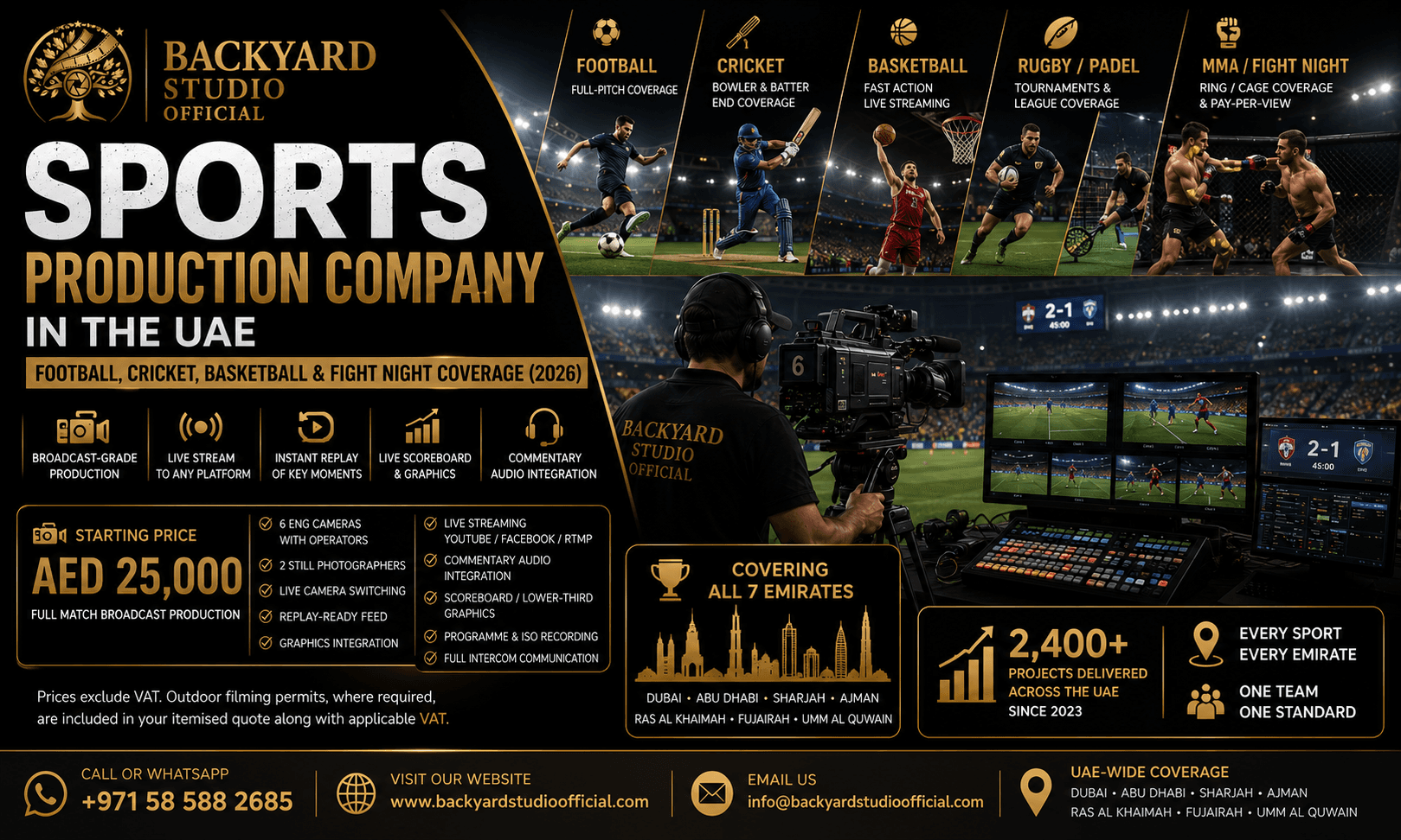 Sports Production Company in the UAE — Football, Cricket, Basketball & Fight Night Coverage (2026)