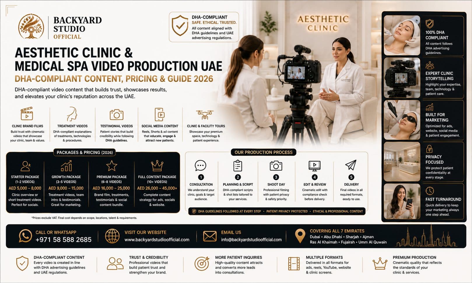 Aesthetic Clinic & Medical Spa Video Production UAE — DHA-Compliant Content, Pricing & Guide 2026