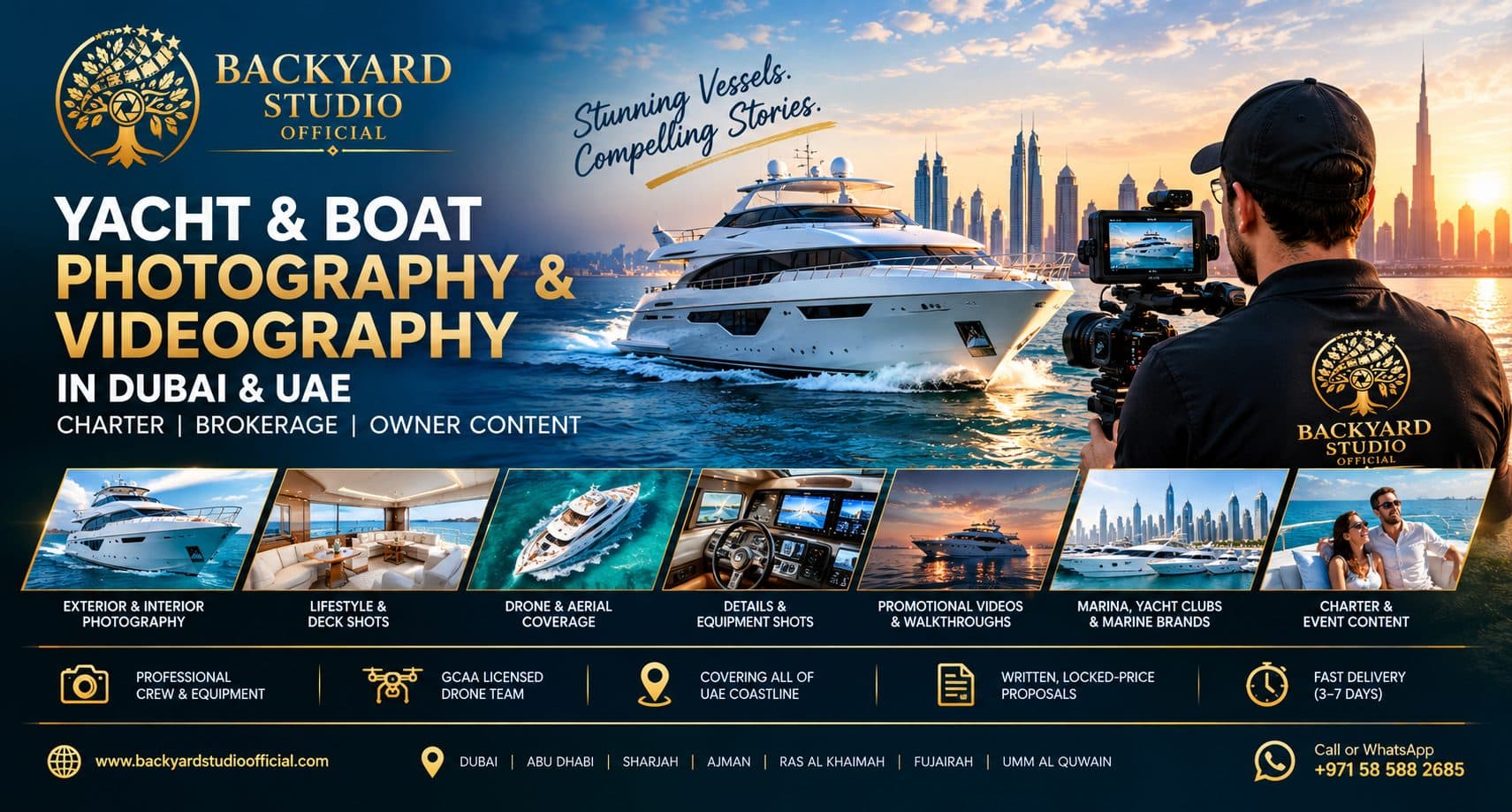 Yacht & Boat Photography and Videography in Dubai & UAE — Charter, Brokerage & Owner Content (2026 Pricing Guide)