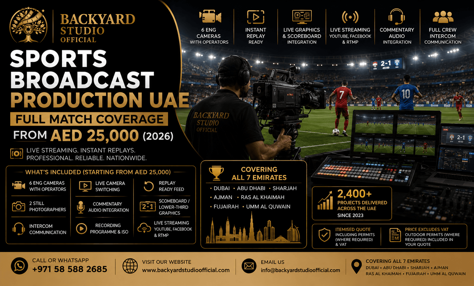 Sports Broadcast Production UAE — Full Match Coverage from AED 25,000 (2026)